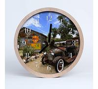 Tulup Horloge Murale ⌀ 20cm en Bois Mécanisme Silencieux Moderne Décoration D'intérieur Cousine Ronde Impression Bois de Bouleau - Pare-Chocs de Voiture Ancienne