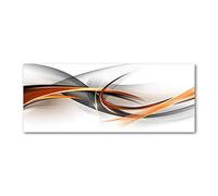 Tulup Impression sur Verre 125x50 cm Image Tableau Photo décorative panoramique pour la Cuisine et Le Salon - Art: Moderne et Classique - Abstraction des Vagues - Orange