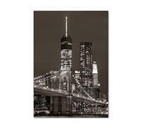 Tulup Impression sur Verre 70x100 cm Image Tableau Photo décorative panoramique pour la Cuisine et Le Salon - Spectacles et Architecture - Manhattan New York - Noir et Blanc