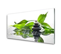Tulup Impression sur Verre Acrylique 100x50cm - Plastique imprimés Tableau Mural Moderne décoration déco Design 4 Crochets - Pierres Feuilles Art