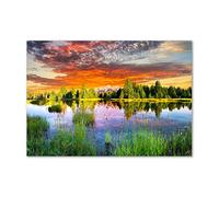Tulup Impression sur Verre de 100x70 cm Image Tableau Photo décorative panoramique pour la Cuisine et Le Salon - Paysage - Rivière dans La Forêt - Multicolore