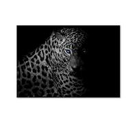 Tulup Impression sur Verre de 100x70 cm Image Tableau Photo décorative panoramique pour la Cuisine et Le Salon - Animaux - Léopard - Noir et Blanc