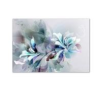 Tulup Impression sur Verre de 100x70 cm Image Tableau Photo décorative panoramique pour la Cuisine et Le Salon - Fleurs et Plantes - Fleurs D'abstraction - Bleu