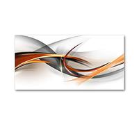 Tulup Impression sur Verre de 120x60 cm Image Tableau Photo décorative panoramique pour la Cuisine et Le Salon - Art: Moderne et Classique - Abstraction des Vagues - Orange