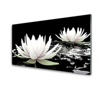 Tulup Impression sur Verre Trempé 100x50cm - Plastique Imprimés Tableau Mural Moderne Décoration Déco Design 4 Crochets - Fleurs Floral