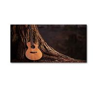 Tulup Impression sur verre100x50 cm Image Tableau Photo décorative panoramique pour la Cuisine et Le Salon - Musique - Guitare Acoustique - Brun
