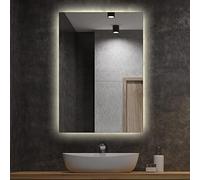 Tulup Miroir 100x70 cm avec Éclairage - Blanc Chaud - Rectangulaire de Salle de Bain LED Horizontale ou Verticale Éclairé