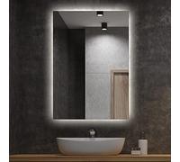 Tulup Miroir - Blanc Neutre - avec Éclairage de Salle de Bain Rectangulaire LED Horizontale ou Verticale 100x70 cm Éclairé