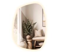 Tulup Miroir Lumineux 49x34 cm Forme Organique avec Eclairage LED Style Industriel Minimaliste Irreguliere Blanc Chaud pour la Salle de Bain, Couloir, Chambre, Salon Asymétrique sans Cadre