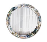 Tulup Miroir Mural Rond Miroir Mural Intérieur Bricolage Intérieur Verre Ø70 cm - vitrail Abstrait