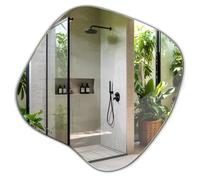 Tulup Miroir Salle de Bain 48,3x47,9 cm Minimaliste pour Salon Chambre à Coucher Forme Ondulée Suspendu Décoratif Design Moderne Organique Asymétrique sans Cadre pour Le Mur Style Industriel