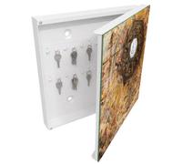 Tulup Organisateur Clef 30x30 cm | Blanc | Porte Droite | Fixation Murale | Fresques Religieuses | pour Rangement de Clefs | Panneau Avant en Verre | Chevilles Incluses | Decorative | en Métal