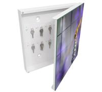 Tulup Organisateur Clef 30x30 cm | Blanc | Porte Droite | Fixation Murale | Libellule Sur Une Fleur | en Métal | pour Rangement de Clefs | Decorative | Chevilles Incluses | Panneau Avant en Verre