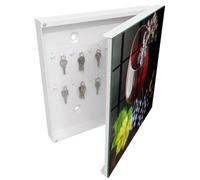 Tulup Organisateur Clef 30x30 cm | Blanc | Porte Droite | Fixation Murale | Raisins De Cuve | Panneau Avant en Verre | Chevilles Incluses | Decorative | en Métal | pour Rangement de Clefs
