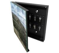 Tulup Organisateur Clef 30x30 cm | Noir | Porte Gauche | Fixation Murale | Collines Vertes | Decorative | pour Rangement de Clefs | Panneau Avant en Verre | en Métal | Chevilles Incluses