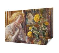 Tulup Papier Peint Adhésif 104x70 cm Haute Qualité Résistante aux Taches Pose Murale pour Chambre à Coucher et Salon Décoration Intérieure Moderne - Femme aux roses