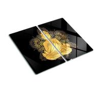 Tulup Planche À Découper - 2x30x52cm - Protection Plaque Induction Cuisson Tapis de Découpe Verre Trempé - Bouddha Assis