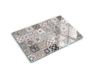 Tulup Planche À Découper - 80x52cm - Protection Plaque Induction Cuisson Tapis de Découpe Verre Trempé - Carreaux De Céramique