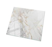 Tulup Plateau de Table 50x50 cm en Verre Carré Décor Élégant Durable Decoratif pour Le Salon, la Cuisine et la Salle à Manger Surface Lisse Verre Trempé - Motif Marbre élégant avec veines