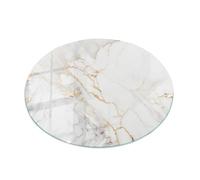 Tulup Plateau de Table ⌀ 80 cm en Verre Décor Élégant Durable Decoratif pour Le Salon, la Cuisine et la Salle à Manger Surface Lisse Verre Trempé - Motif Marbre élégant avec veines