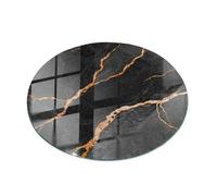 Tulup Plateau de Table ⌀ 80 cm en Verre Surface Lisse Decoratif Verre Trempé pour Le Salon, la Cuisine et la Salle à Manger Décor Élégant Durable - Motif Marbre avec veines