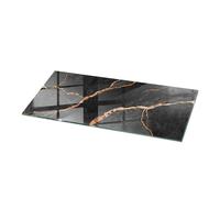 Tulup Plateau de Table Rectangulaire 125x50 cm en Verre XXL Surface Lisse Decoratif Verre Trempé pour Le Salon, la Cuisine et la Salle à Manger Décor Élégant Durable - Motif Marbre avec veines