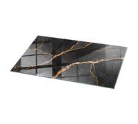 Tulup Plateau de Table Rectangulaire 140x70 cm en Verre XXL Surface Lisse Decoratif Verre Trempé pour Le Salon, la Cuisine et la Salle à Manger Décor Élégant Durable - Motif Marbre avec veines