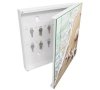 Tulup Porte-clés Mural 30x30 cm | Blanc | Porte Droite | Fixation Murale