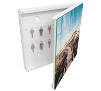 Tulup Porte-clés Mural 30x30 cm | Blanc | Porte Droite | Fixation Murale | Sentier Des Dunes | pour Rangement de Clefs | Decorative | Panneau Avant en Verre | en Métal | Chevilles Incluses