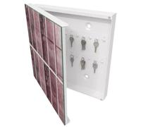 Tulup Porte-clés Mural 30x30 cm | Blanc | Porte Gauche | Fixation Murale | Carreaux De Bourgogne | pour Rangement de Clefs | Panneau Avant en Verre | Decorative | Chevilles Incluses | en Métal