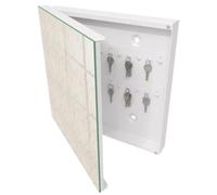 Tulup Porte-clés Mural 30x30 cm | Blanc | Porte Gauche | Fixation Murale | Élégance Du Marbre | en Métal | Panneau Avant en Verre | Decorative | Chevilles Incluses | pour Rangement de Clefs