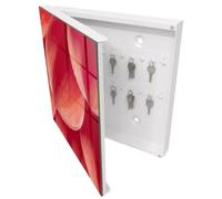 Tulup Porte-clés Mural 30x30 cm | Blanc | Porte Gauche | Fixation Murale | Intimité Florale | Panneau Avant en Verre | en Métal | Decorative | Chevilles Incluses | pour Rangement de Clefs