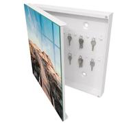 Tulup Porte-clés Mural 30x30 cm | Blanc | Porte Gauche | Fixation Murale | Sentier Des Dunes | pour Rangement de Clefs | Decorative | Panneau Avant en Verre | en Métal | Chevilles Incluses