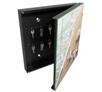 Tulup Porte-clés Mural 30x30 cm | Noir | Porte Droite | Fixation Murale