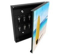 Tulup Porte-clés Mural 30x30 cm | Noir | Porte Droite | Fixation Murale