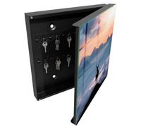 Tulup Porte-clés Mural 30x30 cm | Noir | Porte Droite | Fixation Murale