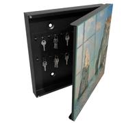 Tulup Porte-clés Mural 30x30 cm | Noir | Porte Droite | Fixation Murale