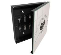 Tulup Porte-clés Mural 30x30 cm | Noir | Porte Droite | Fixation Murale | Le Cosmos Du Cœur | Chevilles Incluses | Panneau Avant en Verre | Decorative | en Métal | pour Rangement de Clefs