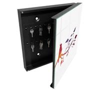 Tulup Porte-clés Mural 30x30 cm | Noir | Porte Droite | Fixation Murale | Une Branche Avec Un Oiseau | Decorative | en Métal | Chevilles Incluses | pour Rangement de Clefs | Panneau Avant en Verre