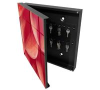 Tulup Porte-clés Mural 30x30 cm | Noir | Porte Gauche | Fixation Murale | Intimité Florale | Panneau Avant en Verre | en Métal | Decorative | Chevilles Incluses | pour Rangement de Clefs