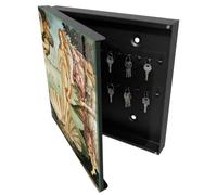 Tulup Porte-clés Mural 30x30 cm | Noir | Porte Gauche | Fixation Murale | La Naissance De Vénus | pour Rangement de Clefs | Chevilles Incluses | Decorative | Panneau Avant en Verre | en Métal
