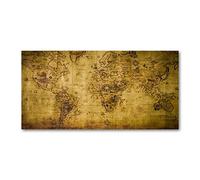 Tulup Tirages sur toile - art mural - tirages sur toile - thème d'image - 100x50 cm - Cartes et drapeaux - Beige - Ancienne Carte Du Monde