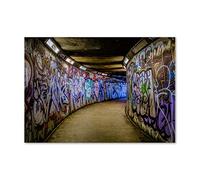 Tulup Tirages sur toile - art mural - tirages sur toile - thème d'image - 100x70 cm - Spectacles et architecture - Multicolore - Graffiti Dans Le Métro