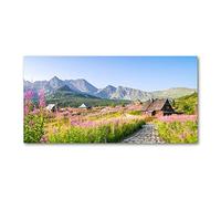 Tulup Tirages sur toile - art mural - tirages sur toile - thème d'image - 125x50 cm - Paysage - Multicolore - Chalets Dans Les Montagnes