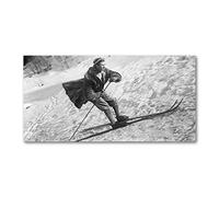 Tulup Tirages sur toile - art mural - tirages sur toile - thème d'image - 140x70 cm - Personnes - Noir et blanc - Skieur