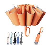 TUMAAOTU Parapluie compact inversé avec mousqueton inoubliable - Parapluie de voyage coupe-vent robuste, parapluie automatique pour le vent et la pluie, ouverture/fermeture automatique, cadre durable