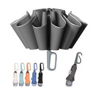 TUMAAOTU Parapluie compact inversé avec mousqueton inoubliable - Parapluie de voyage coupe-vent robuste, parapluie automatique pour le vent et la pluie, ouverture/fermeture automatique, cadre durable