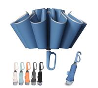 TUMAAOTU Parapluie compact inversé avec poignée à mousqueton « Never Forget » - Parapluie de voyage résistant au vent et à la pluie, ouverture automatique, cadre durable à 10 baleines pour homme et