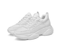 TUMAHE Ascenseur Chaussures pour Hommes, Hommes Hauteur Augmenter Sneakers en Cuir Casual Chaussures Respirant Mode Chaussures De Marche,White 8cm,42 EU