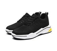 TUMAHE Chaussures Rehaussantes pour Hommes, légère Invisible Augmentation de la Hauteur Sportives Baskets Respirantes en Maille Plate Talon caché Baskets Plus Hautes,8cm Black,42 EU
